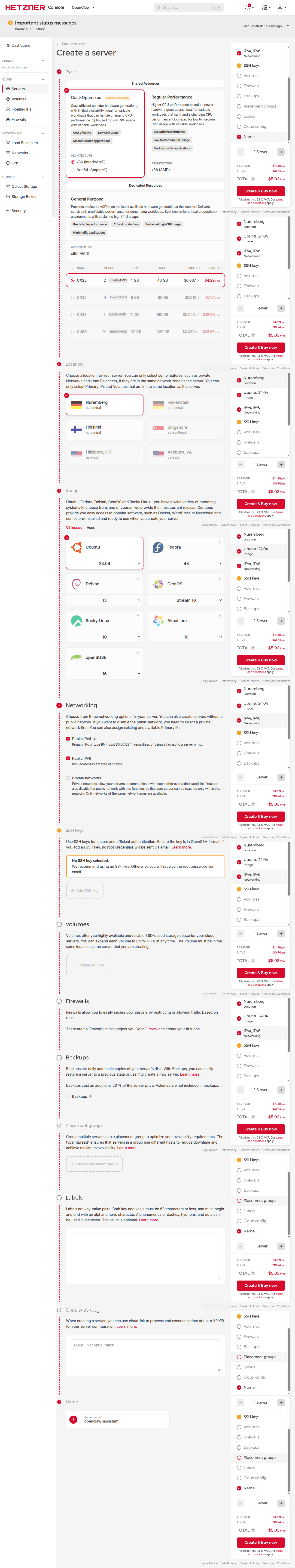 Server configuration for purchase